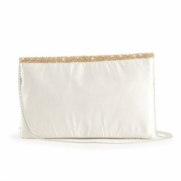 Lenore by La Regale Womens Gold Mix Bead with Pearl Envelope Style Clutch - Gold - Picture 3 of 4